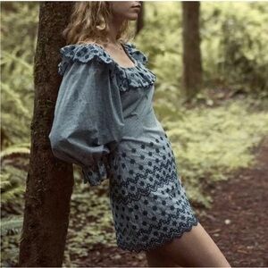 Doen FRANIQUE DRESS size XS color AZURE PARIS GINGHAM